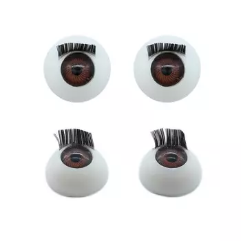 Глаза с ресничками круглые 18мм, 4 шт/упак (коричневый)