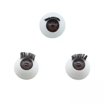 Глаза с ресничками круглые 18мм (коричневый)