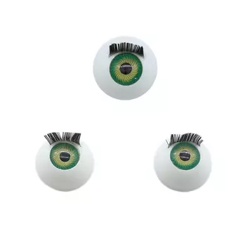 Глаза с ресничками круглые 18мм (зеленый)