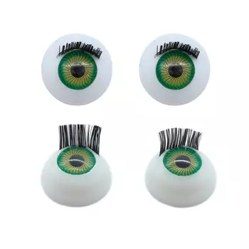Глаза с ресничками круглые 20мм, 4 шт/упак (зеленый)