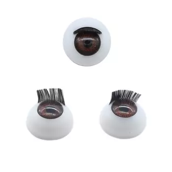 Глаза с ресничками круглые 20мм, 4 шт/упак (коричневый)