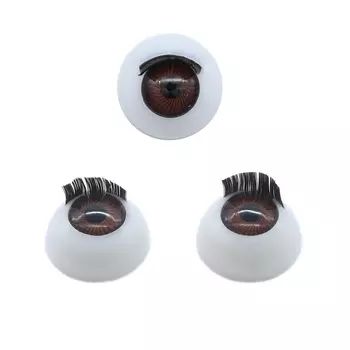 Глаза с ресничками круглые 20мм (коричневый)