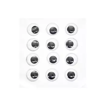 Глазки бегающие круглые на клеевой основе 20мм, 12шт/упак, ч/б, Astra&amp;Craft