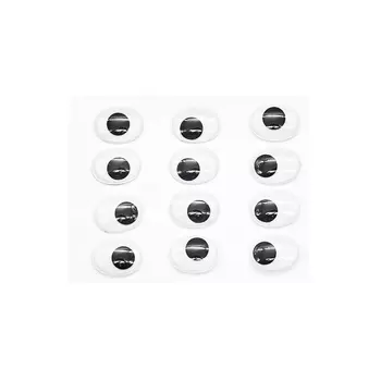 Глазки бегающие овальные на клеевой основе 15*20мм, 12шт/упак, ч/б, Astra&amp;Craft