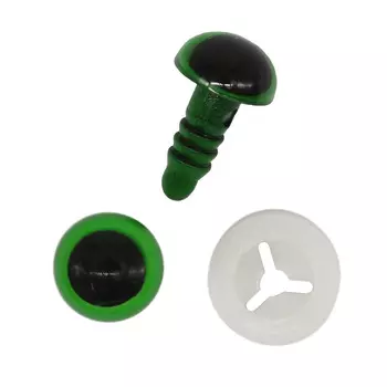 Глазки пластиковые с фиксатором 10мм, 24шт/упак (зеленый)