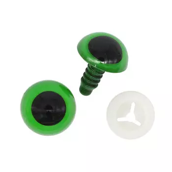 Глазки пластиковые с фиксатором 14мм, 24шт/упак (зеленый)