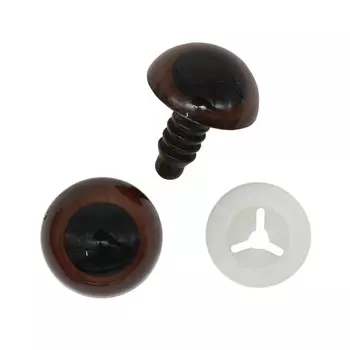 Глазки пластиковые с фиксатором 14мм, 24шт/упак (коричневый)