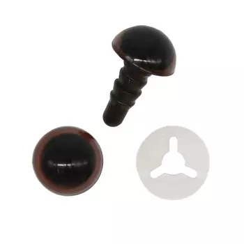 Глазки пластиковые с фиксатором 8мм, 24шт/упак (коричневый)