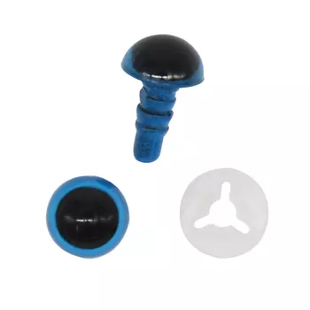 Глазки пластиковые с фиксатором 8мм, 24шт/упак (голубой)