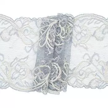 GR00231 Кружево эластичное 18см*10м, серо-желтый
