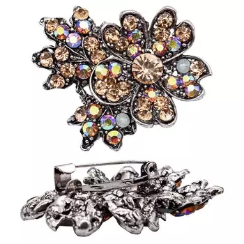 ГСХ1038 Брошь 50мм, черненое серебро/мультиколор