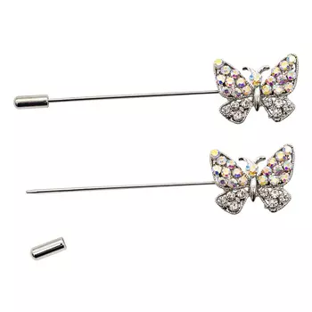 ГСХ1048 Брошь 60*20мм, никель/радуга/белый