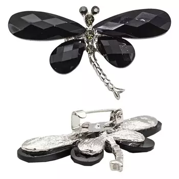 ГСХ793 Брошь 'Стрекоза' 43*28мм (никель/черный)