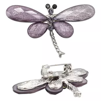 ГСХ793 Брошь 'Стрекоза' 43*28мм (никель/сирень цв.13)