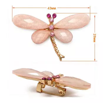 ГСХ793 Брошь 'Стрекоза' 43*28мм (золото цв.02/персик цв.35)