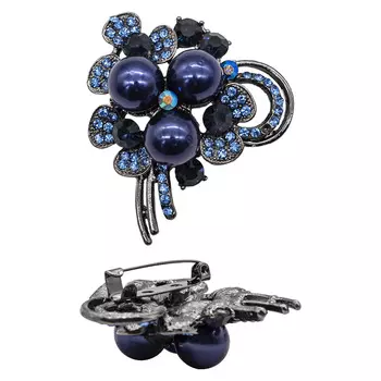 ГСХ804 Брошь 50мм*43мм (черный никель/синий)
