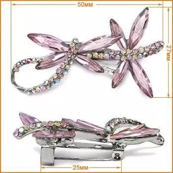 ГСХ978 Брошь 50*27мм (никель/радуга/розовый цв.22)