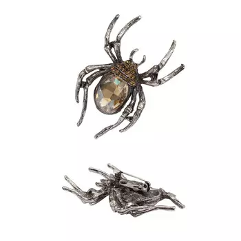 ГУ4373 Брошь Паук 56*36мм (черненое серебро+топаз страз цв.16)