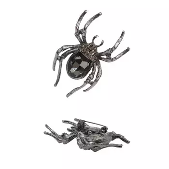 ГУ4373 Брошь Паук 56*36мм (черный никель+серый страз цв.02)
