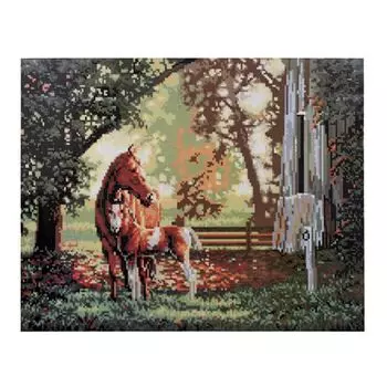 GZ024 Мозаика на деревянной основе 'Лошади', 40*50см