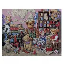 GZ033 Мозаика на деревянной основе 'Мишки Тедди', 40*50см