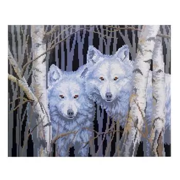 GZ052 Мозаика на деревянной основе 'Пара волков', 40*50см