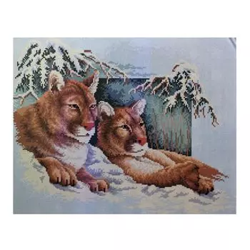 GZ064 Мозаика на деревянной основе 'Пумы', 40*50см