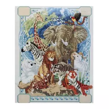 GZ074 Мозаика на деревянной основе 'Зоопарк', 40*50см