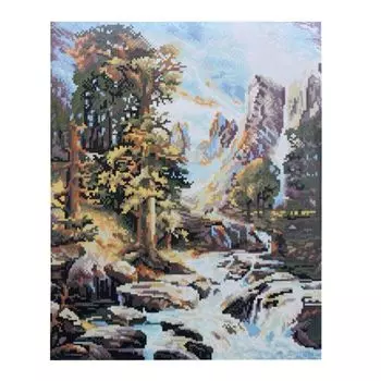 GZ299 Мозаика на деревянной основе 'Горный пейзаж', 40*50см