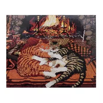 GZ308 Мозаика на деревянной основе 'У камина', 40*50см