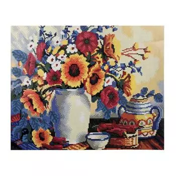 GZ309 Мозаика на деревянной основе 'Натюрморт с подсолнухами', 40*50см