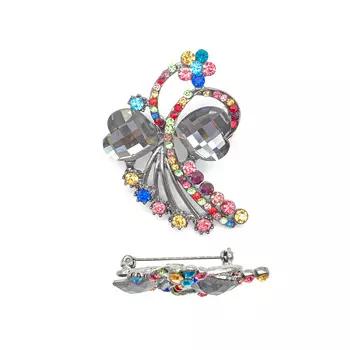 ГЖ041 Брошь 53*38мм, черный никель/мультиколор