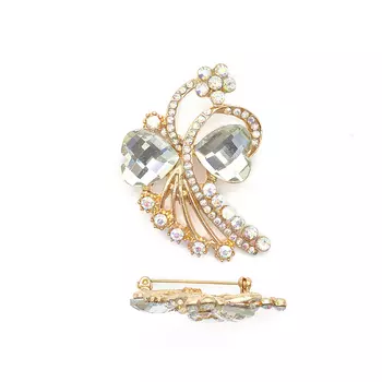 ГЖ041 Брошь 53*38мм, золото цв.02/радуга