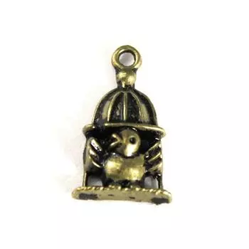 H0451 Подвеска металлическая 'Птица в клетке', 9*21 мм, упак./5 шт., 'Астра' (бронза)