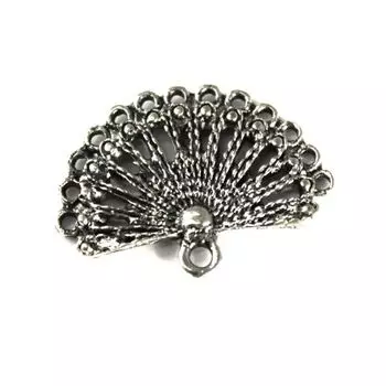 H0636 Подвеска металлическая 'Веер', 24*16 мм, упак./5 шт., 'Астра' (серебро состаренное)