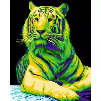 H139 Набор для рисования по номерам 'Неоновый тигр' 40*50см
