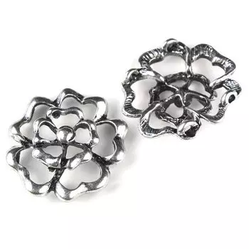 H2047 Декоративный элемент 'Цветок', 23 мм, упак./2 шт., Astra&amp;Craft (ст.серебро)