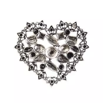 H2173 Декоративный элемент 'Сердце', 53*44 мм, Astra&amp;Craft (ст.серебро)