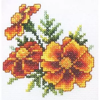 H243 Набор для вышивания RTO 'Бархатцы', 10x10 см