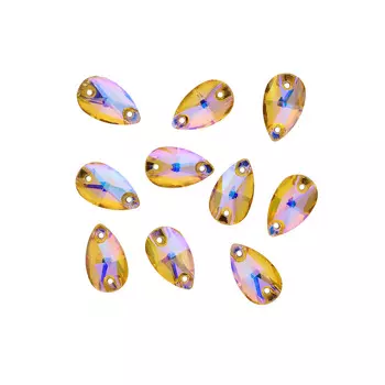 ХК005НН712 Хрустальные стразы пришивные формы 'капля', желтый с покрытием AB 7х12 мм 10 шт/упак.