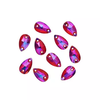 ХК007НН712 Хрустальные стразы пришивные формы 'капля', фуксия 7х12 мм 10 шт/упак.