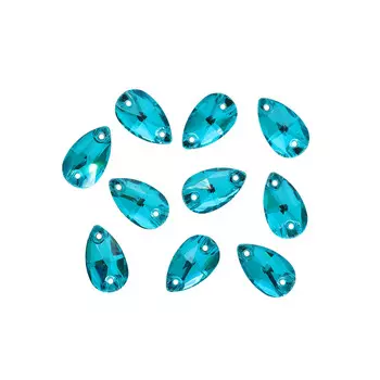 ХК010НН712 Хрустальные стразы пришивные формы 'капля', голубой 7х12 мм 10 шт/упак.