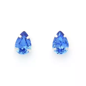 Хрустальные стразы в цапах/серебро капля 8мм, 2шт упак Астра (116 синий)