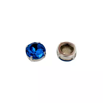 Хрустальные стразы в цапах/серебро круглые 12мм, 2шт упак Астра (137 синий)