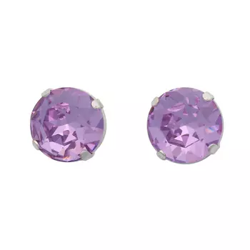 Хрустальные стразы в цапах/серебро круглые 12мм, 2шт упак Астра (117 сиреневый)