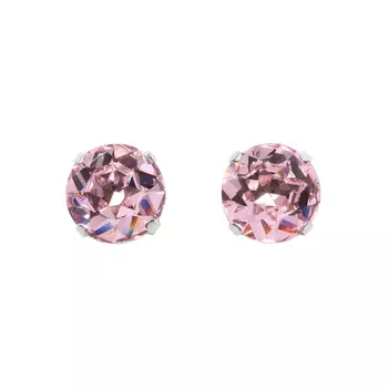 Хрустальные стразы в цапах/серебро круглые 12мм, 2шт упак Астра (111 розовый)