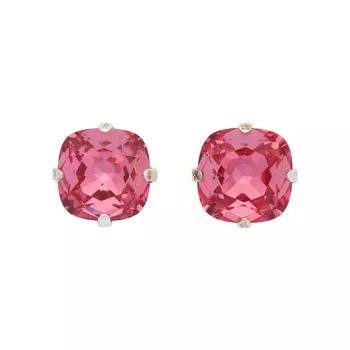 Хрустальные стразы в цапах/серебро кушон 10мм, 2шт упак Астра (132 тёмно-розовый)