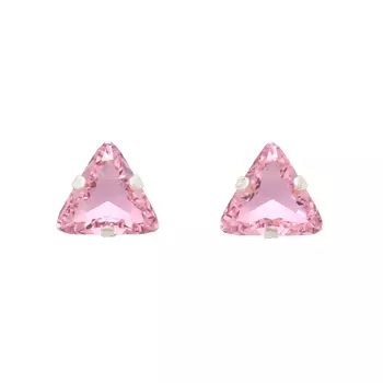 Хрустальные стразы в цапах/серебро треугольные 8мм, 2шт упак Астра (111 розовый)