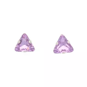 Хрустальные стразы в цапах/серебро треугольные 8мм, 2шт упак Астра (117 сиреневый)