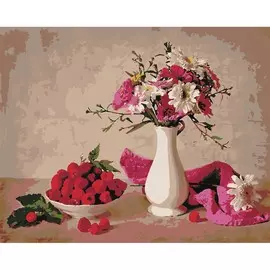 HS0383 Набор для рисования по номерам 'Малина и цветы' 40*50см